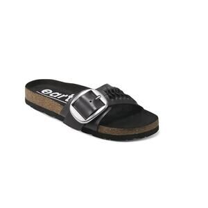 Earth Women's Albina Woven Round Toe Casual Flat Sandals Black Size 8
